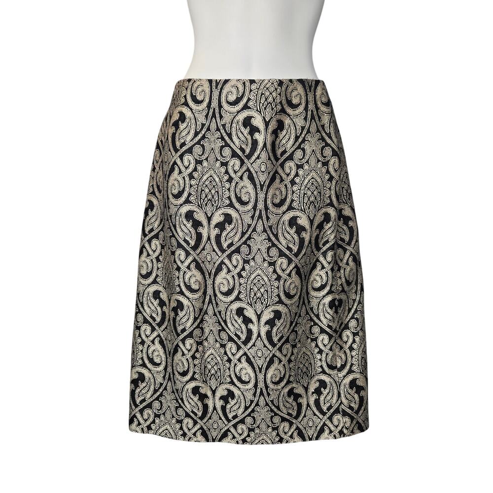Talbots Collection Womens Size 4 Black Gold Brocade Skirt Baroque Quiet‎ Luxury